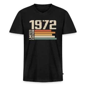 1972 Vintage - Retro 1972 Cadeau Anniversaire 1972 - T-shirt encolure en V Premium bio Homme - noir - Devant - Nico (187cm)