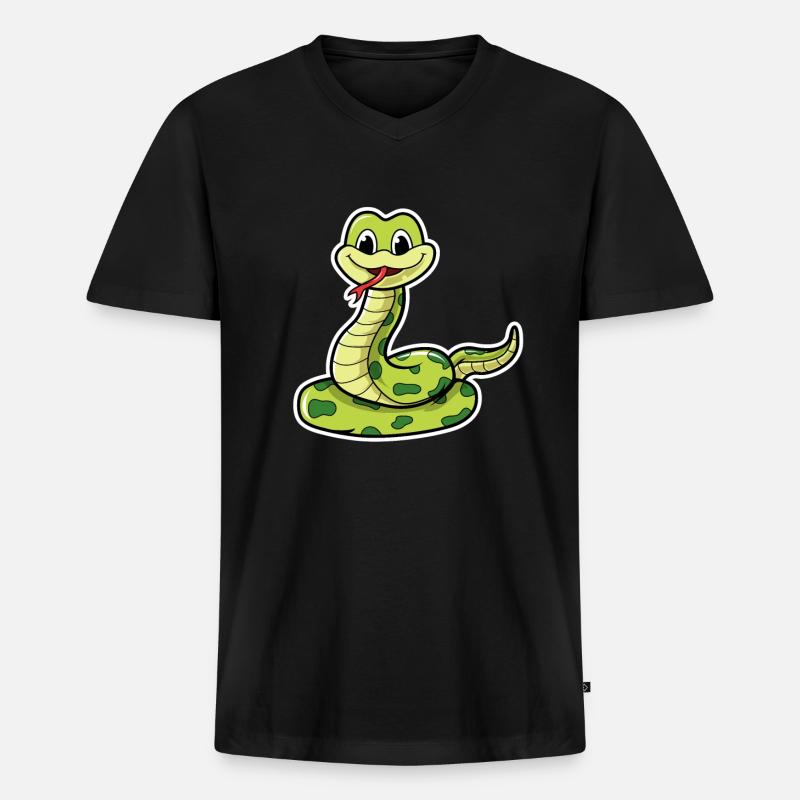 Süße Schlange - Männer Premium Bio T-Shirt mit V-Ausschnitt - Schwarz