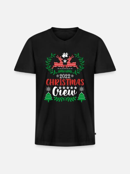 Pull de Noël de renne - T-shirt encolure en V Premium bio Homme - noir