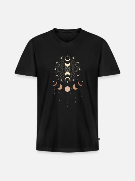 Okkult symbol med sol og måne åndelig - Premium økologisk T-shirt med V-hals til mænd - sort