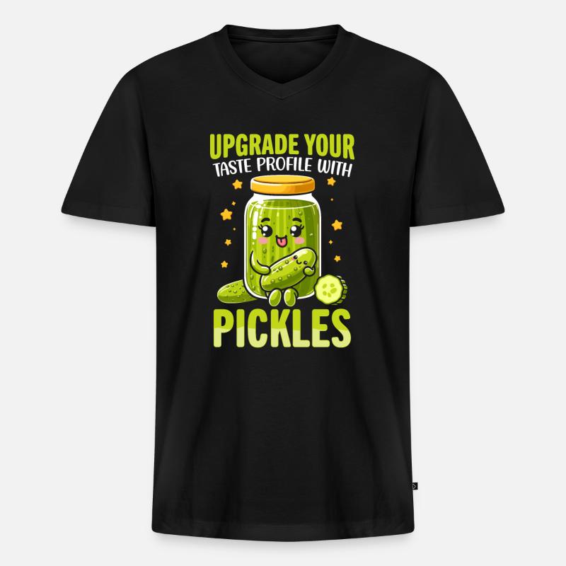 pickles- Gurken Geschenke, Gurken Tshirt - Männer Premium Bio T-Shirt mit V-Ausschnitt - Schwarz
