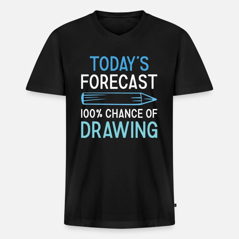 Drawer Today's Forecast Drawing - Männer Premium Bio T-Shirt mit V-Ausschnitt - Schwarz