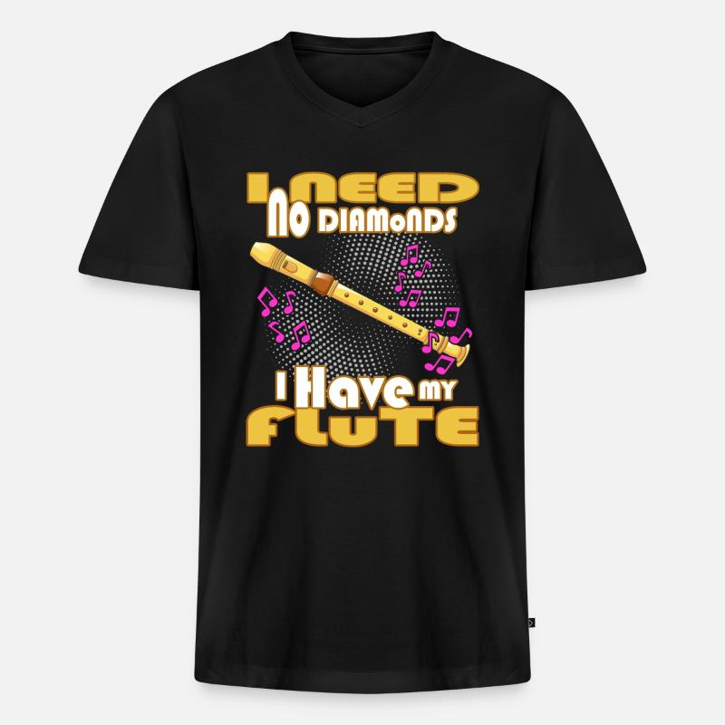 flöte blasmusik klarinette - Männer Premium Bio T-Shirt mit V-Ausschnitt - Schwarz