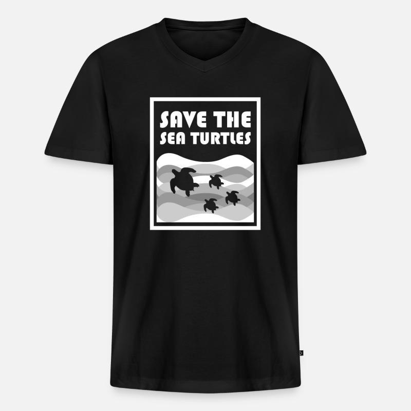 Meeresschutz Meerestiere Schildkroeten - Männer Premium Bio T-Shirt mit V-Ausschnitt - Schwarz