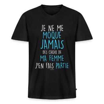 Mon mari mes choix son les meilleurs - T-shirt encolure en V Premium bio Homme - noir - Devant - Nico (187cm)