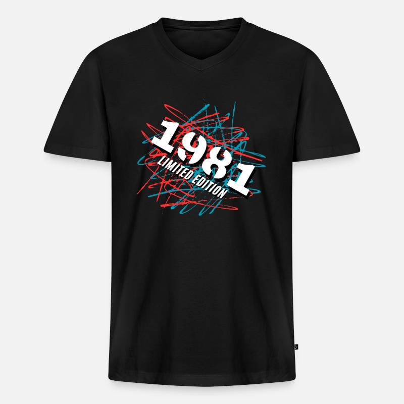 1981 Limited Edition - Männer Premium Bio T-Shirt mit V-Ausschnitt - Schwarz