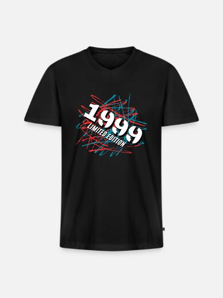 1999 Édition Limitée - T-shirt encolure en V Premium bio Homme - noir