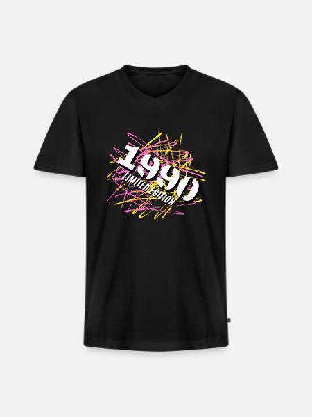 1990 Édition limitée - T-shirt encolure en V Premium bio Homme - noir