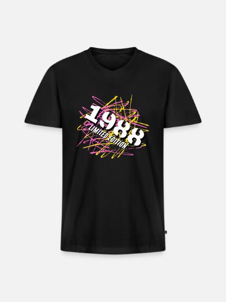 1988 Édition limitée - T-shirt encolure en V Premium bio Homme - noir