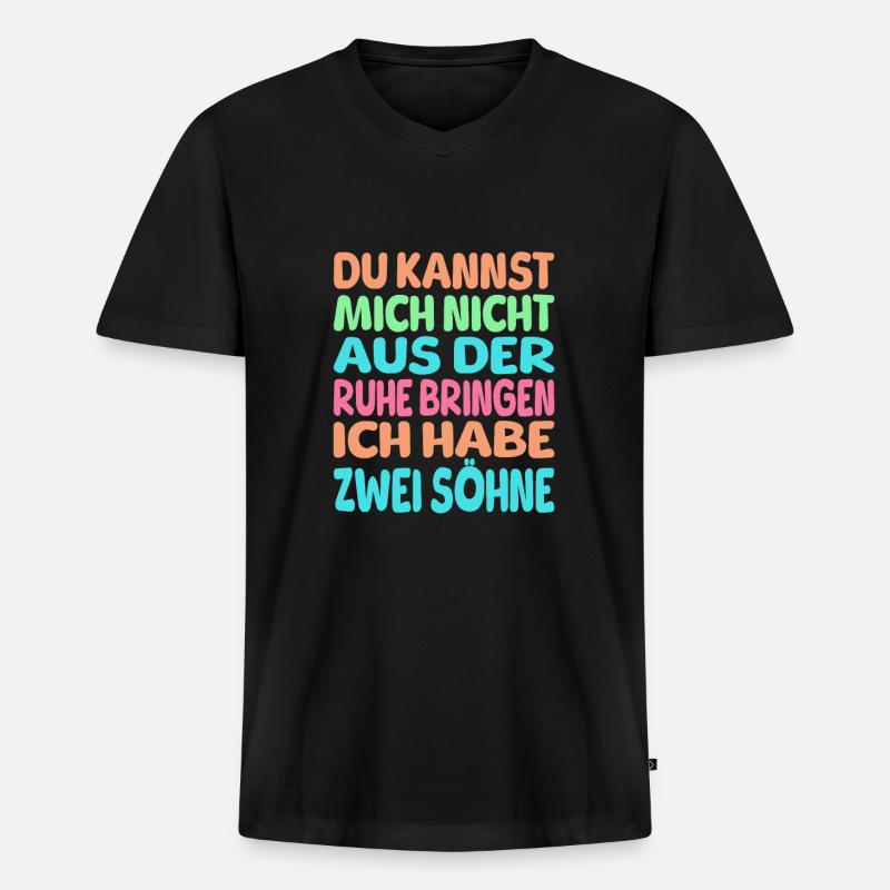 Zwei söhne Spruch - Männer Premium Bio T-Shirt mit V-Ausschnitt - Schwarz