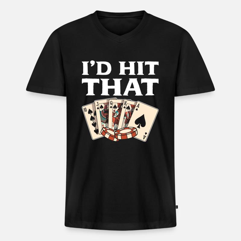 Blackjack Black Jack - Männer Premium Bio T-Shirt mit V-Ausschnitt - Schwarz