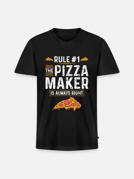 Pizza Baker Männer Pizzabäcker - Männer Premium Bio T-Shirt mit V-Ausschnitt - Schwarz