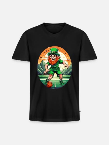 Basket-ball Trèfle de la Saint-Patrick - T-shirt encolure en V Premium bio Homme - noir
