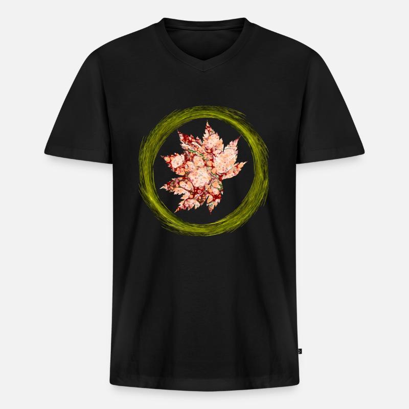 herbst blatt e 214 - Männer Premium Bio T-Shirt mit V-Ausschnitt - Schwarz