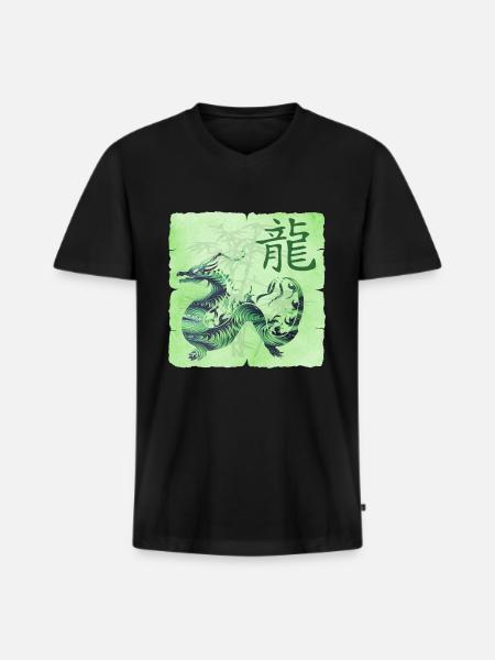 Kite E 108 - Men's Premium Organic T-shirt with V-neck - black