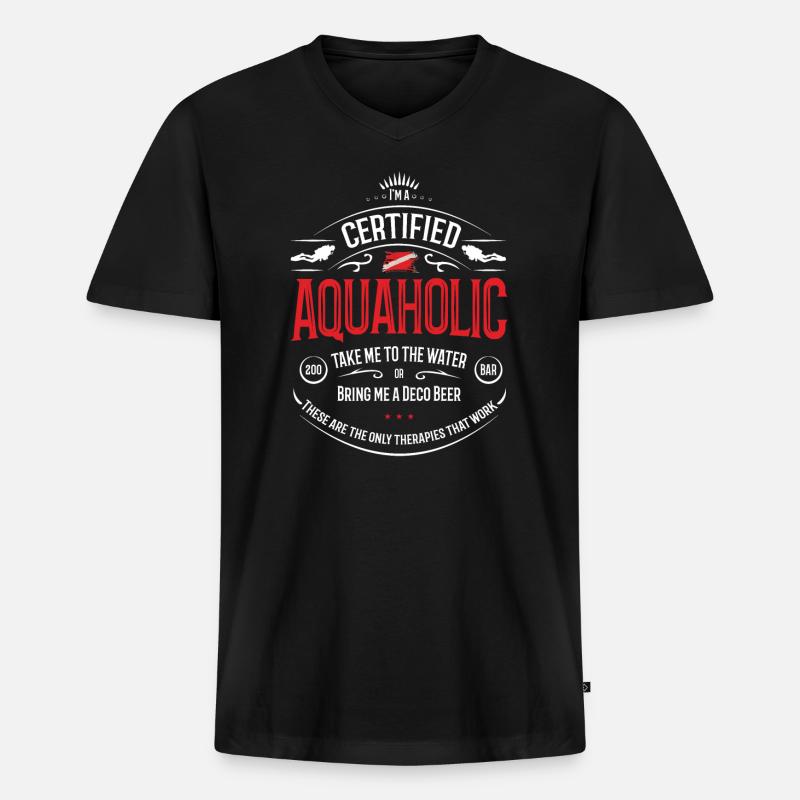 Aquaholic Tauchen Geschenk - Männer Premium Bio T-Shirt mit V-Ausschnitt - Schwarz