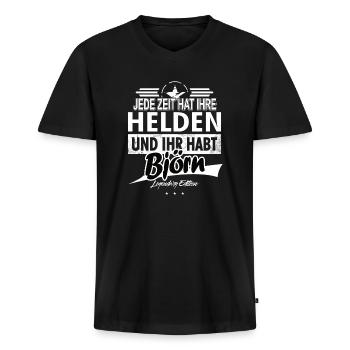 Jede Zeit hat Ihre Helden ihr habt Björn - Männer Premium Bio T-Shirt mit V-Ausschnitt - Schwarz - Vorne - Nico (187cm)
