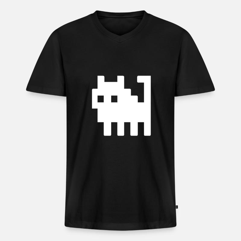 Gaming Katze - Männer Premium Bio T-Shirt mit V-Ausschnitt - Schwarz