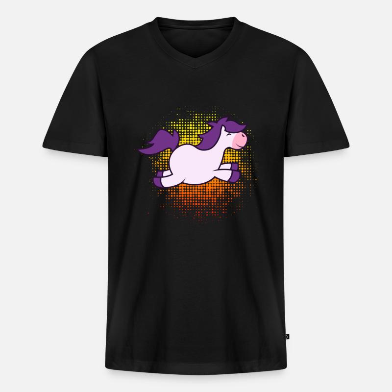 Pferd - Männer Premium Bio T-Shirt mit V-Ausschnitt - Schwarz