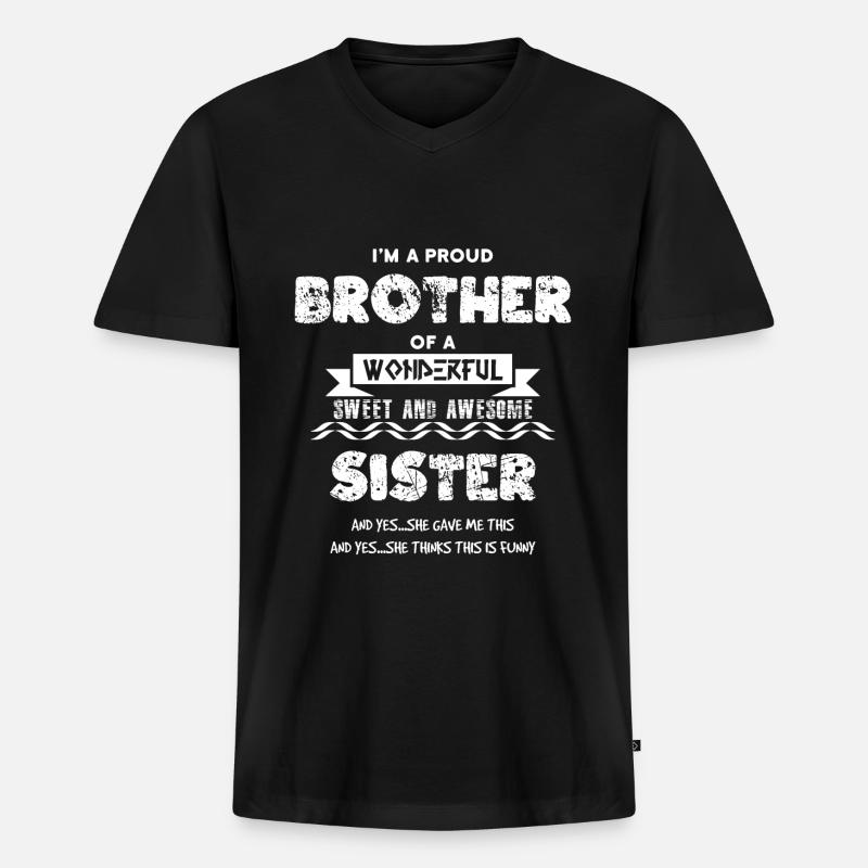 Stolzer Bruder - Männer Premium Bio T-Shirt mit V-Ausschnitt - Schwarz