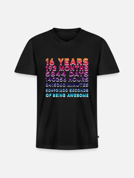 16 ans - T-shirt encolure en V Premium bio Homme - noir