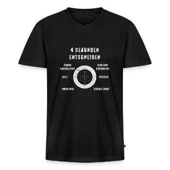 Sportschießen - Männer Premium Bio T-Shirt mit V-Ausschnitt - Schwarz - Vorne - Nico (187cm)