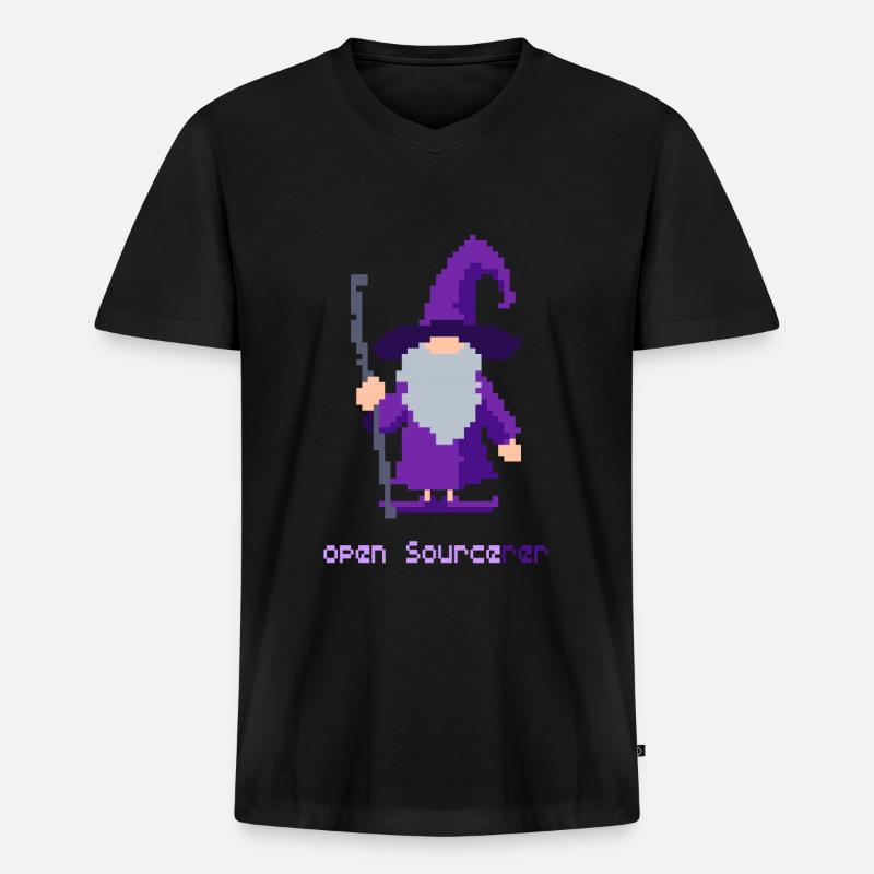 Open Source - Männer Premium Bio T-Shirt mit V-Ausschnitt - Schwarz