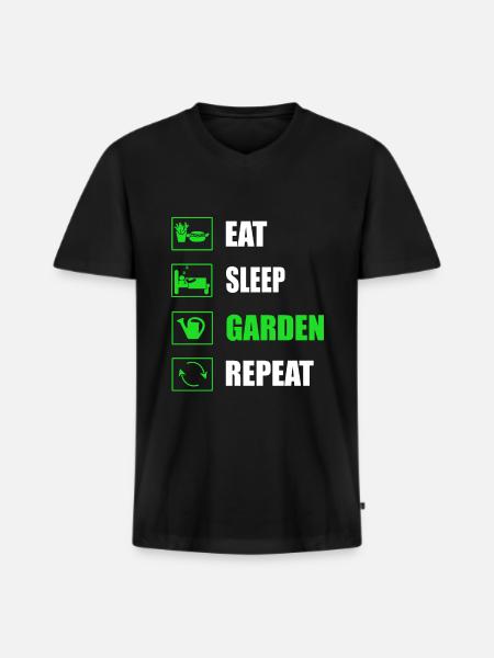 jardin - T-shirt encolure en V Premium bio Homme - noir