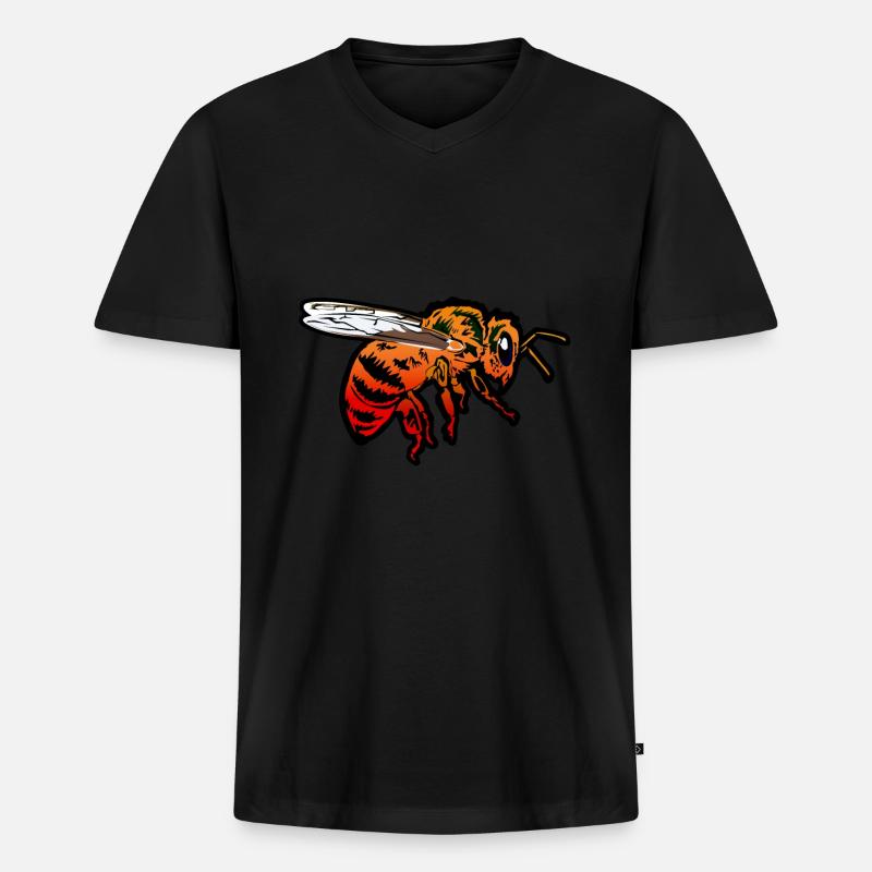 Bienen - Männer Premium Bio T-Shirt mit V-Ausschnitt - Schwarz