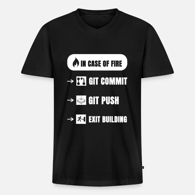 Git Feuer Lustig - Männer Premium Bio T-Shirt mit V-Ausschnitt - Schwarz
