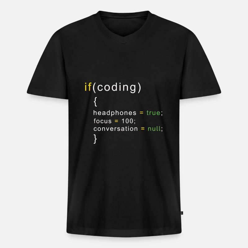 Codage du codeur - T-shirt encolure en V Premium bio Homme - noir