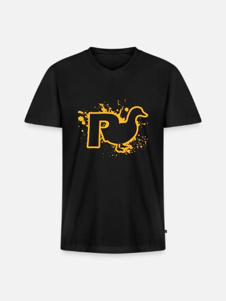 Rente Ente - Männer Premium Bio T-Shirt mit V-Ausschnitt - Schwarz