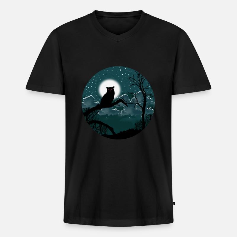 Nachteule Sternenhimmel - Männer Premium Bio T-Shirt mit V-Ausschnitt - Schwarz