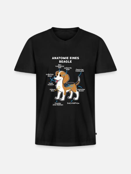 Anatomie Eines Beagle - Männer Premium Bio T-Shirt mit V-Ausschnitt - Schwarz