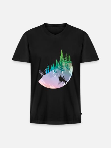 Wanderer Wandertour - Männer Premium Bio T-Shirt mit V-Ausschnitt - Schwarz