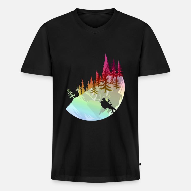 Wanderung Wald - Männer Premium Bio T-Shirt mit V-Ausschnitt - Schwarz
