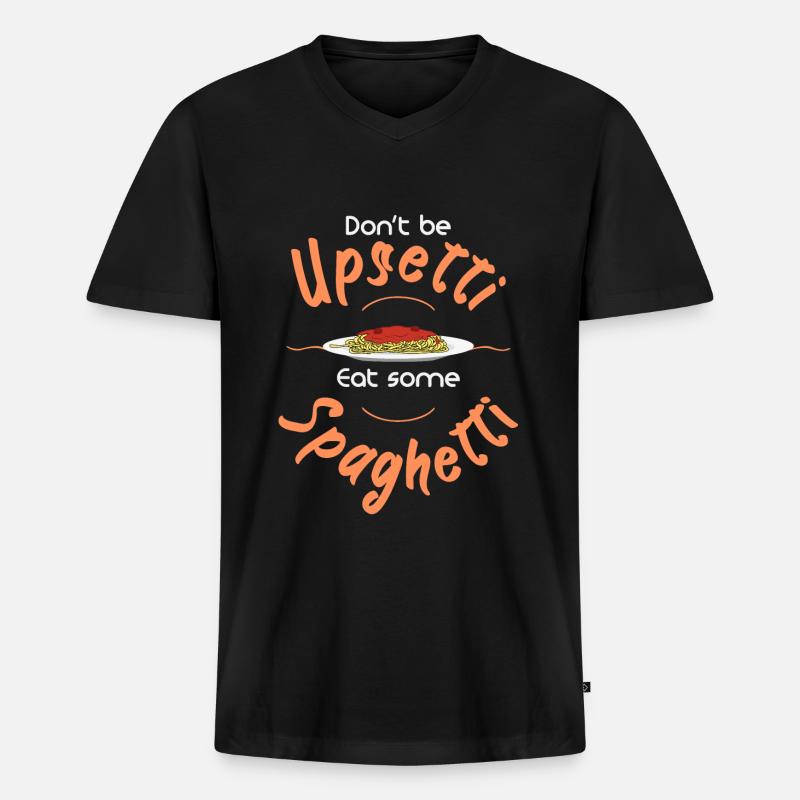 Spaghetti - Männer Premium Bio T-Shirt mit V-Ausschnitt - Schwarz