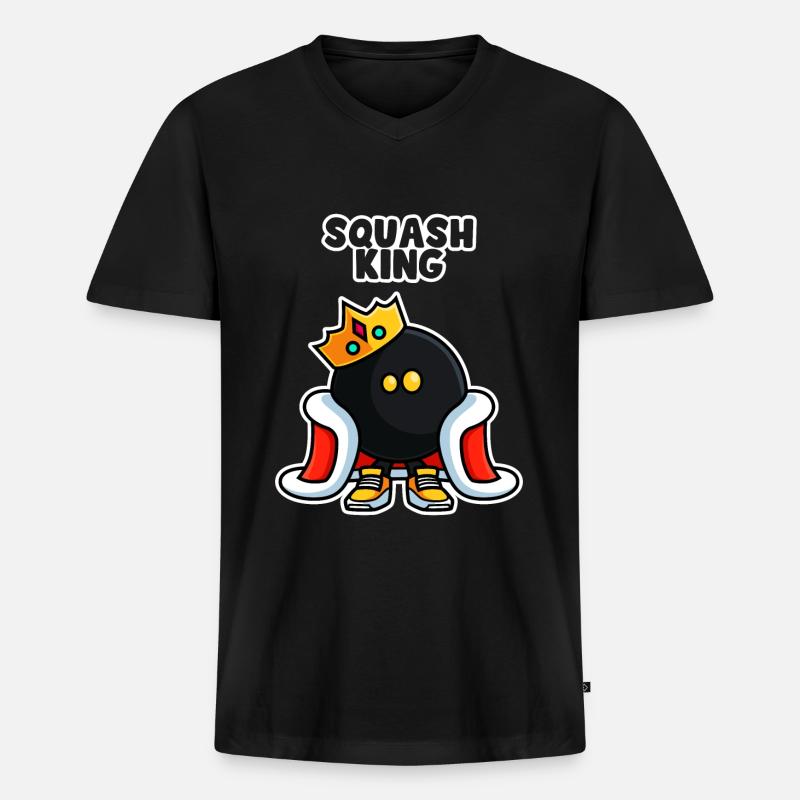 Squash König - Männer Premium Bio T-Shirt mit V-Ausschnitt - Schwarz