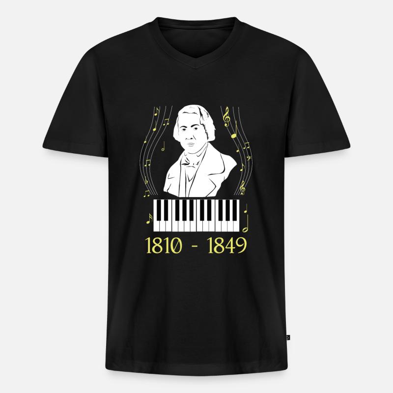 Frederic Chopin - Männer Premium Bio T-Shirt mit V-Ausschnitt - Schwarz
