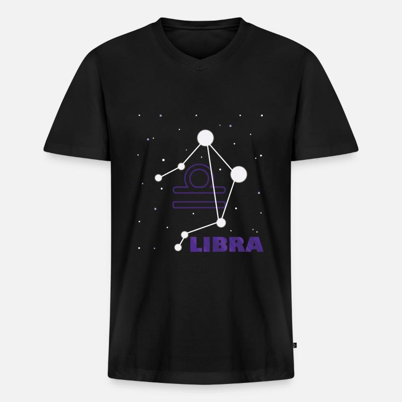 Sternzeichen Waage - Männer Premium Bio T-Shirt mit V-Ausschnitt - Schwarz