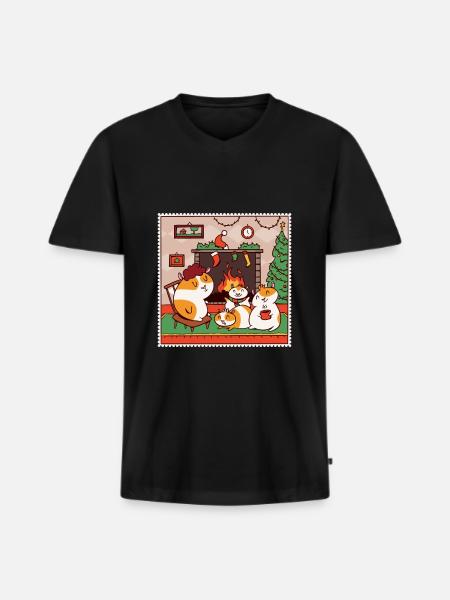 Cavia Fan Girl Christmas Christmas - Mannen Premium Bio T-shirt met V-hals - zwart