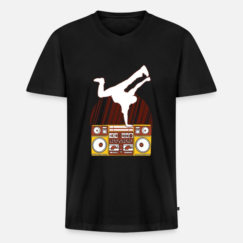 Breakdancer Move - Männer Premium Bio T-Shirt mit V-Ausschnitt - Schwarz