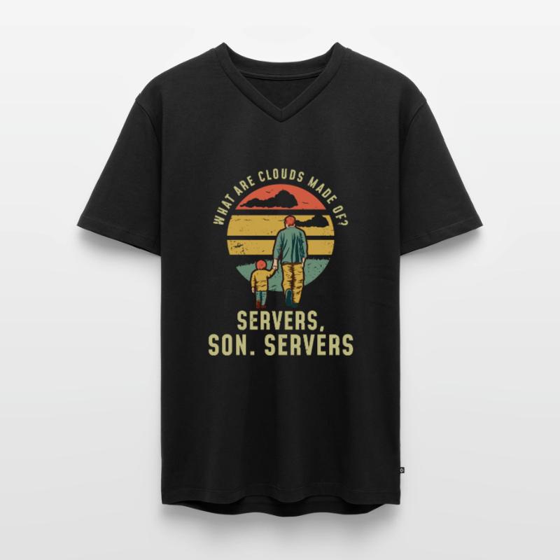 Programmierer Vater und Sohn Cloud Server Männer Premium Bio T-Shirt mit V-Ausschnitt