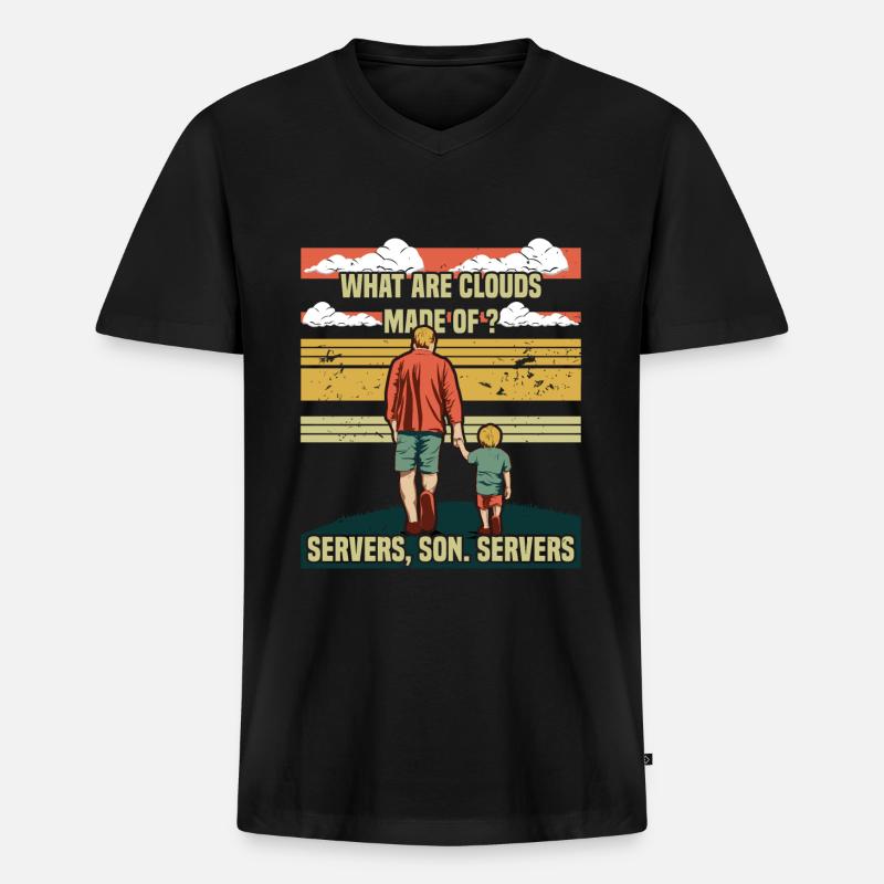Programmer Papa - Clouds Server Son - Men's Premium Organic T-shirt with V-neck - black