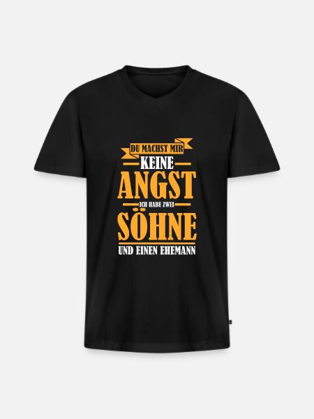 Mama Ehemann 2 Söhne Geschenk - Männer Premium Bio T-Shirt mit V-Ausschnitt - Schwarz