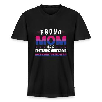 Bisexual Daughter LGBT Bisexual Daughter - Men's Premium Organic T-shirt with V-neck - black - Front - Nico (187cm)