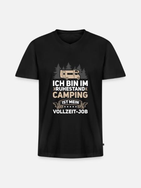 Ruhestand Camper Camping Geschenk - Männer Premium Bio T-Shirt mit V-Ausschnitt - Schwarz
