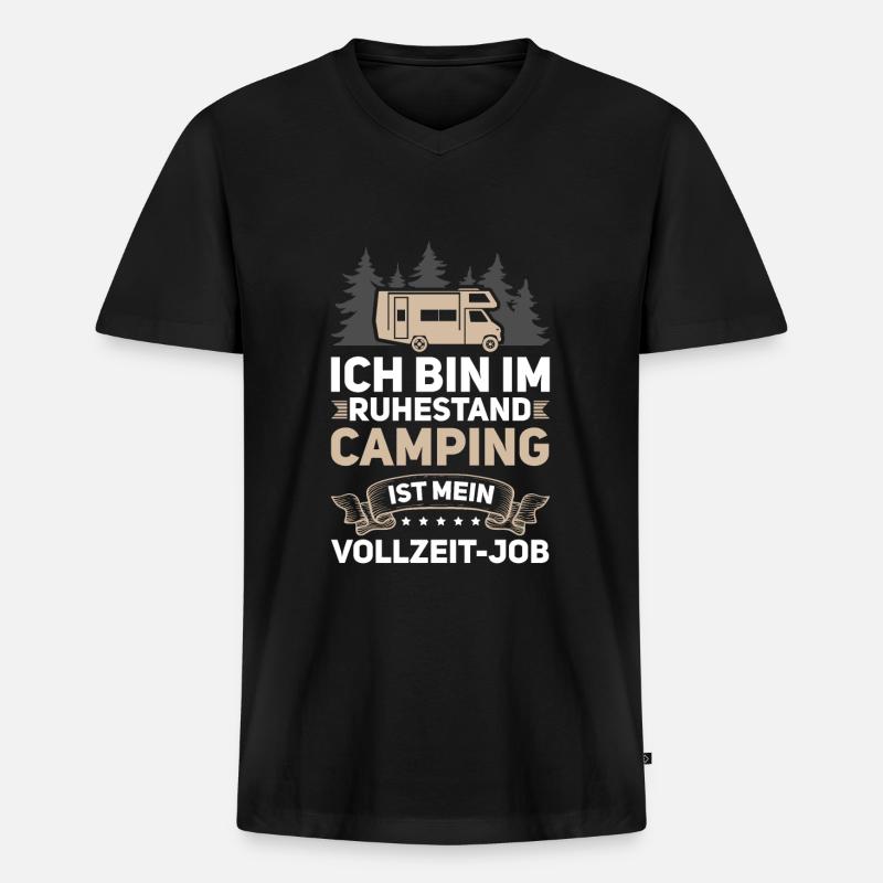 Ruhestand Camper Camping Geschenk - Männer Premium Bio T-Shirt mit V-Ausschnitt - Schwarz