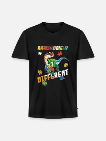 Autism Awareness Day - Men's Premium Organic T-shirt with V-neck - black