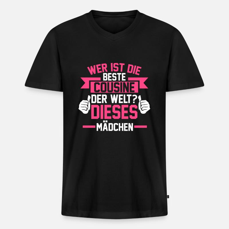 Cousine Cousin Cousinen Geschenk - Männer Premium Bio T-Shirt mit V-Ausschnitt - Schwarz